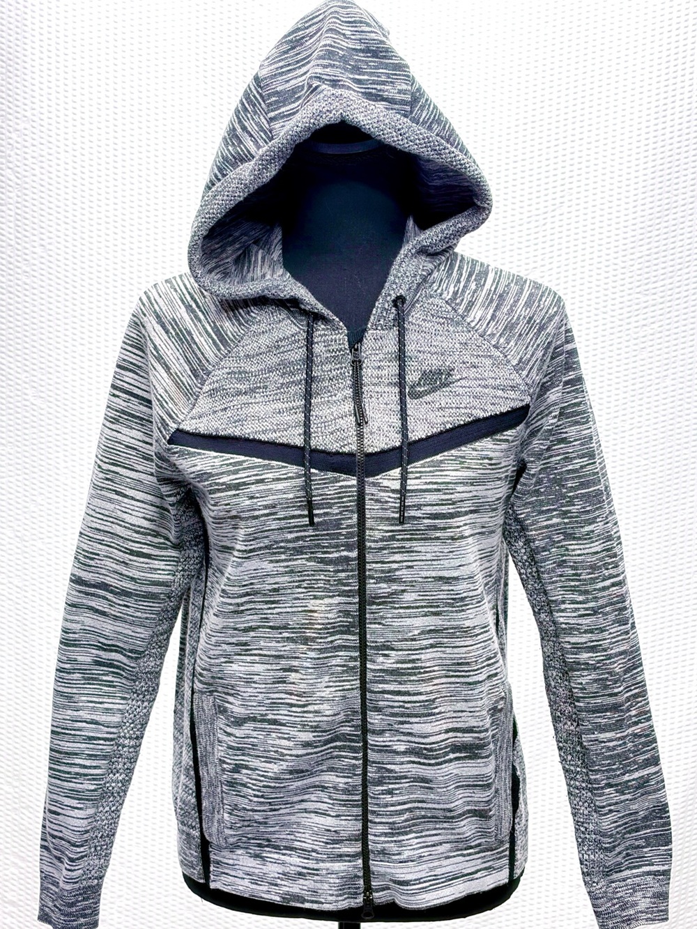 Nike Tech Knit Windrunner Jacket Women’s S Gray Black Hooded Full Zip